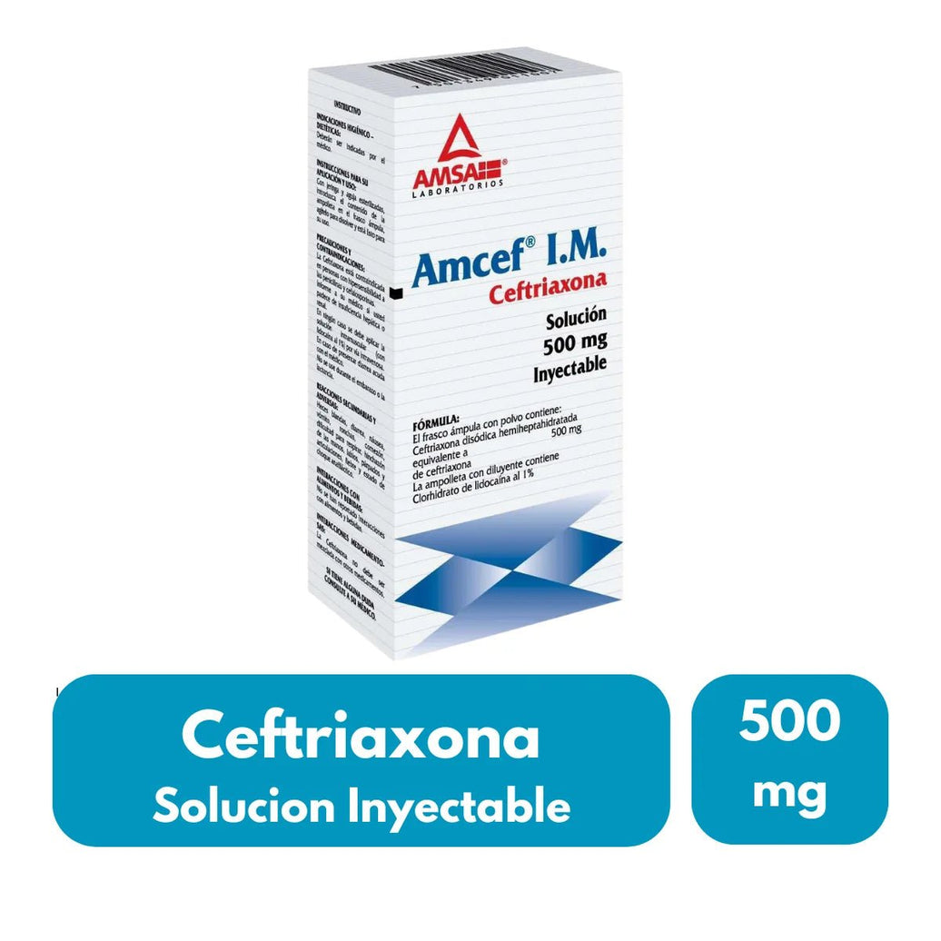 Amcef IM (Ceftriaxona) 500mg 1amp - Farmacia Humus - Infectología