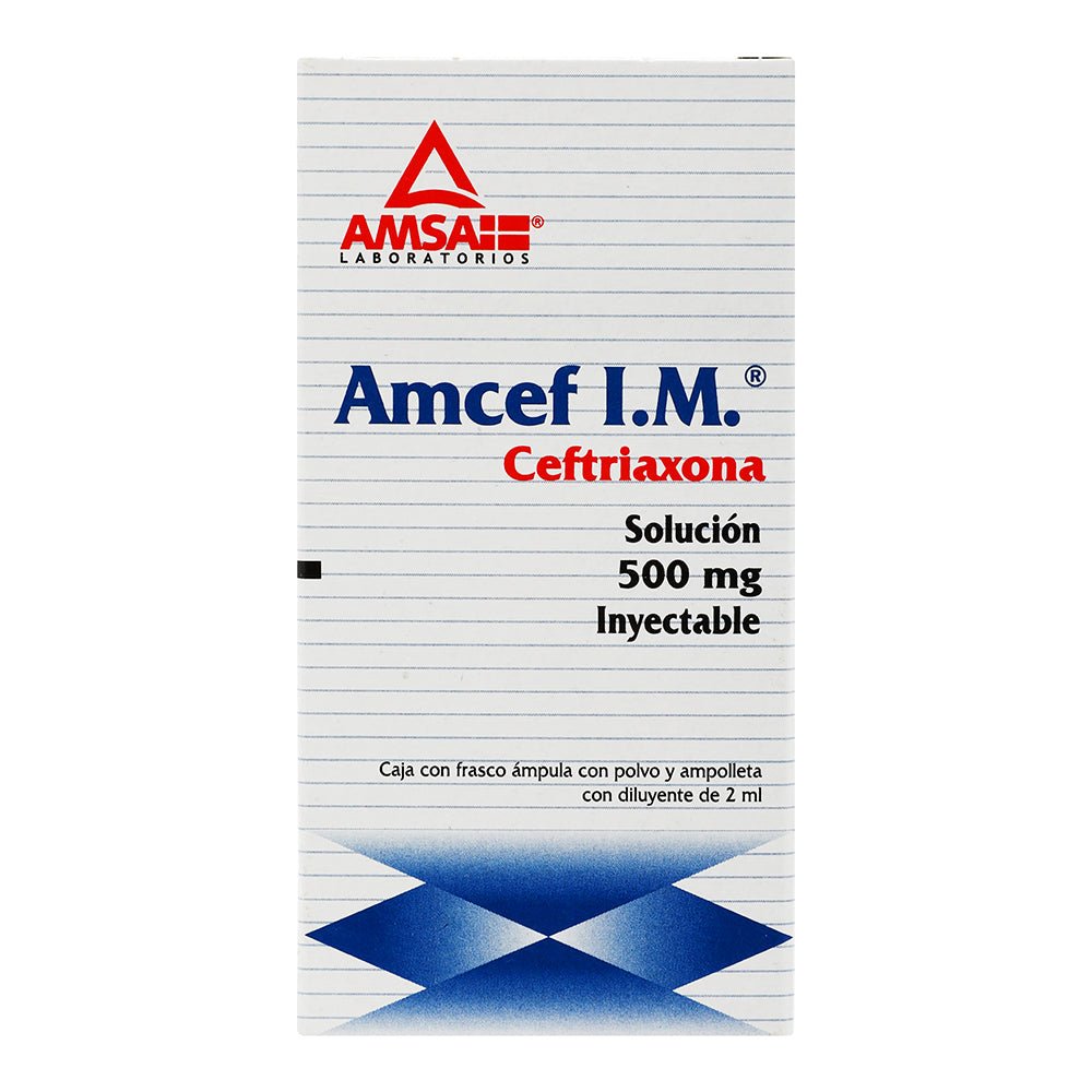 Amcef IM (Ceftriaxona) 500mg 1amp - Farmacia Humus - Infectología