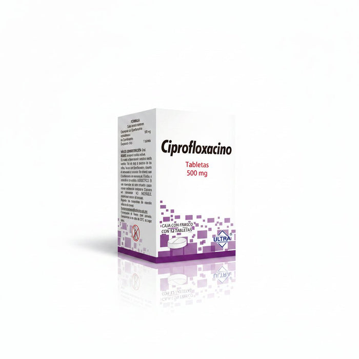 Ciprofloxacino 500mg 12Tabs (Ultra) - Farmacia Humus - Otorrinología (Oídos, Nariz y Garganta)
