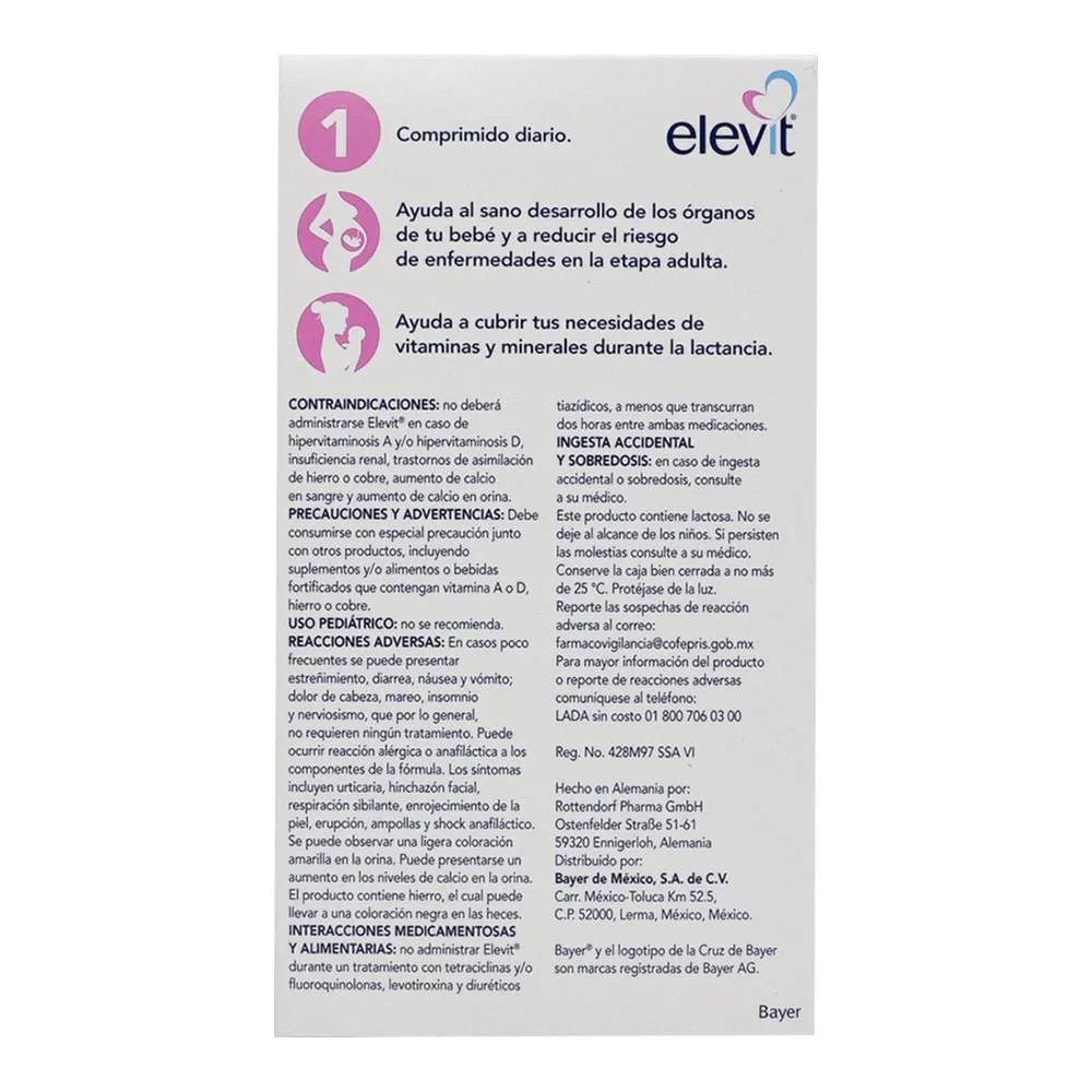 Elevit Multivitamínico para el Embarazo Comprimido 1 30tab - Farmacia Humus - Vitaminas y Suplementos