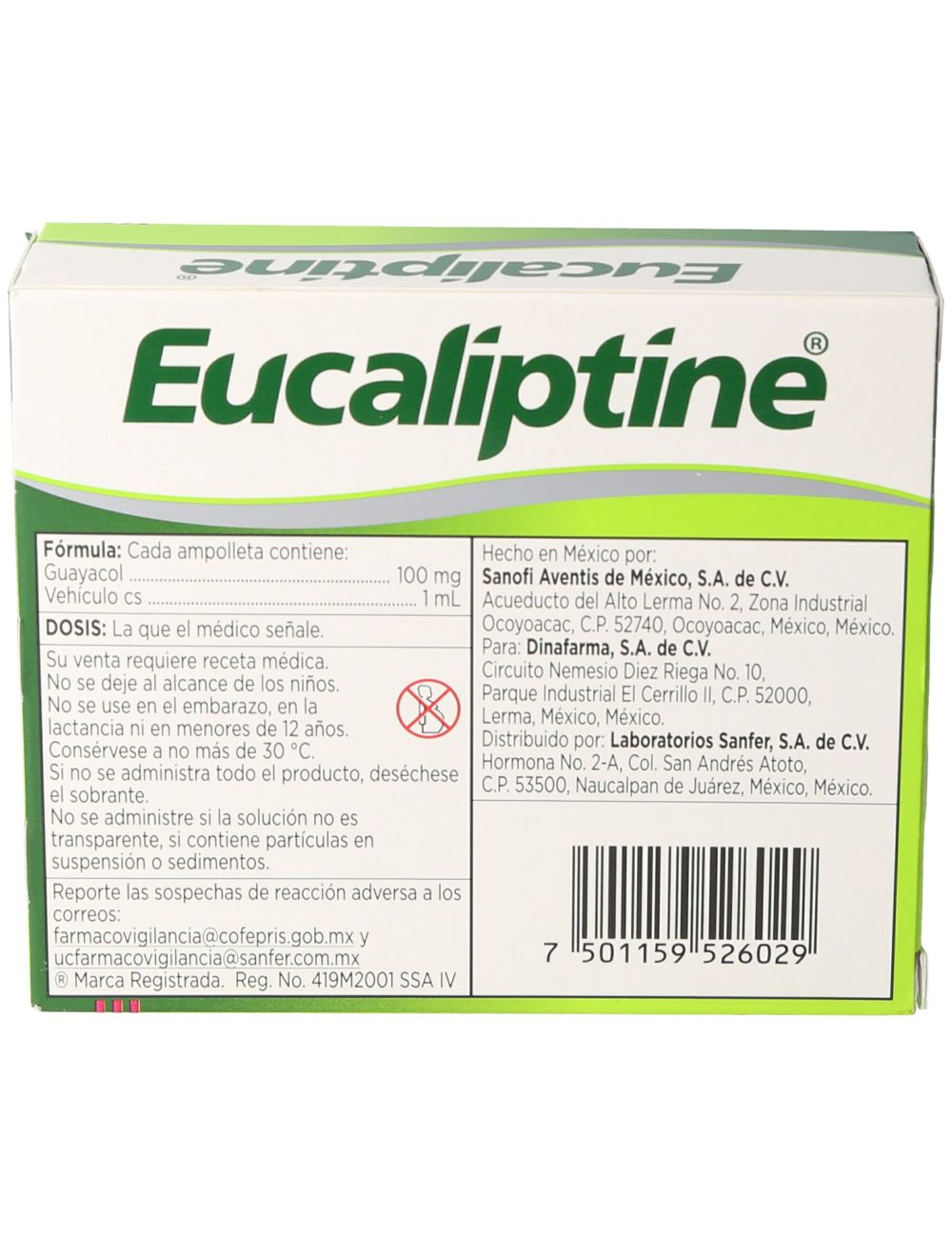 EUCALIPTINE Sol. Iny. c/10 AMPTAS. 100 MG/1 ML. - Farmacia Humus - Endocrinología (Diabetes)