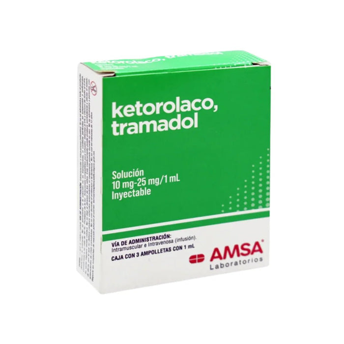 Ketorolaco/Tramadol 10-25mg/1ml 3amp (AMSA) - Farmacia Humus - Dolor y Fiebre