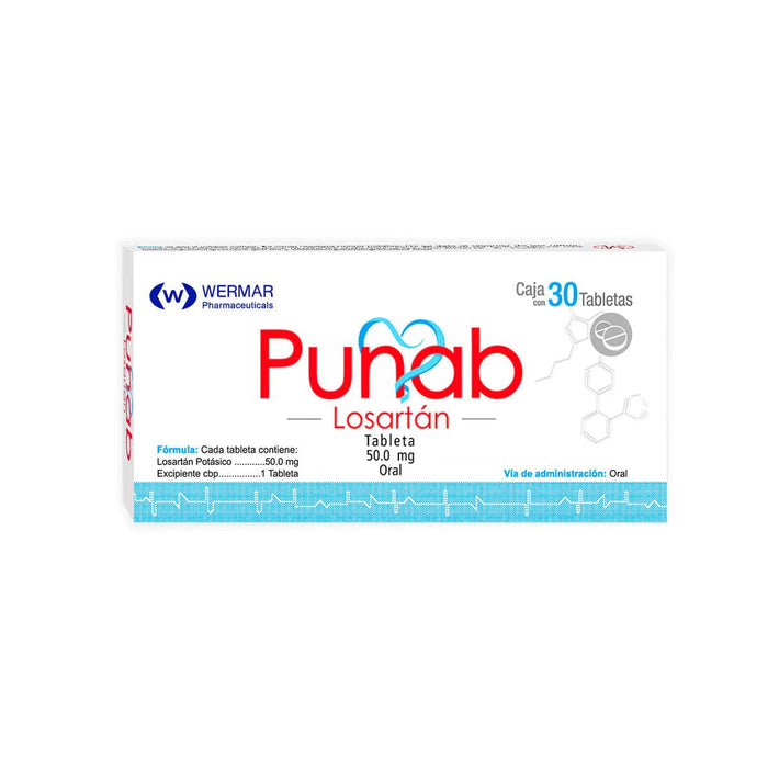 Punab (Losartan) 50mg 30tab - Farmacia Humus - Cardiología (Corazón)