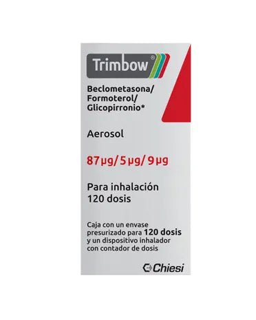 Trimbow (Beclometasona/Formoterol/Glicopirronio) 100-6-12.5ug 1inh - Farmacia Humus - Respiratorio