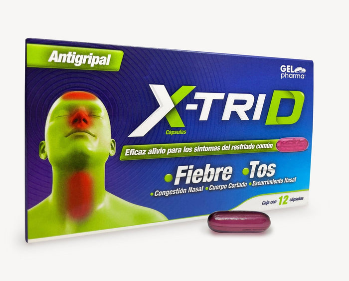 X-TriD (Dextrometorfano/Fenilefrina/Clorfenamina/Paracetamol) 15-5-2-250mg 12cap - Farmacia Humus - Respiratorio