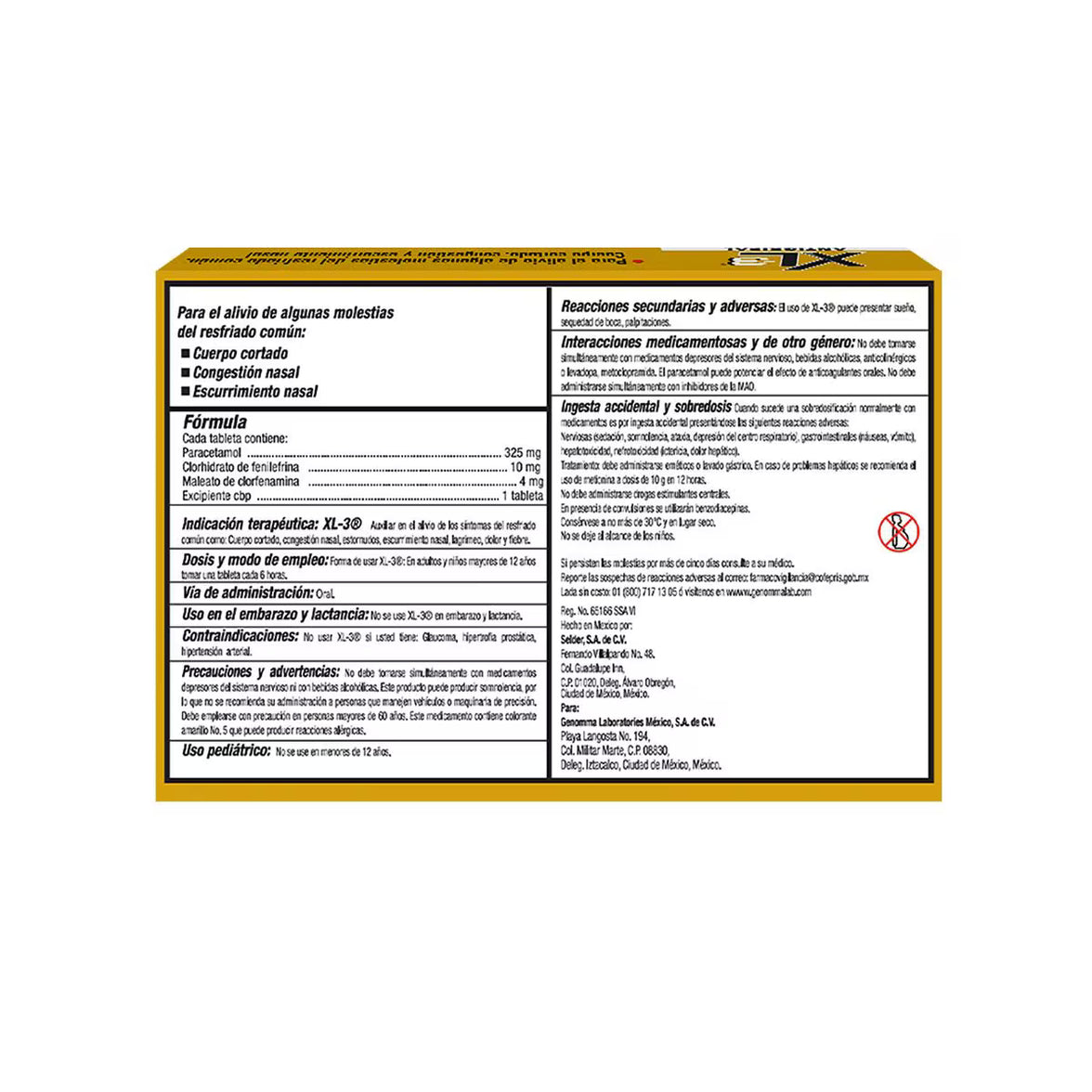 XL3 (Paracetamol/Fenilefrina/Clorfenamina) 325/10/4mg 10ttab