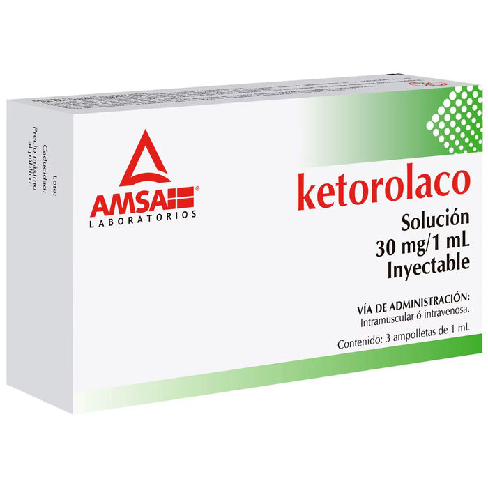 Ketorolaco Inyectable 30mg 3amp (AMSA)