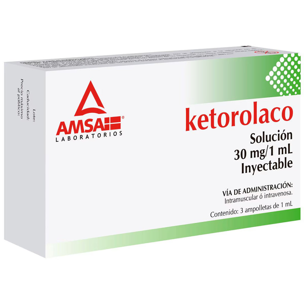 Ketorolaco Inyectable 30mg 3amp (AMSA)