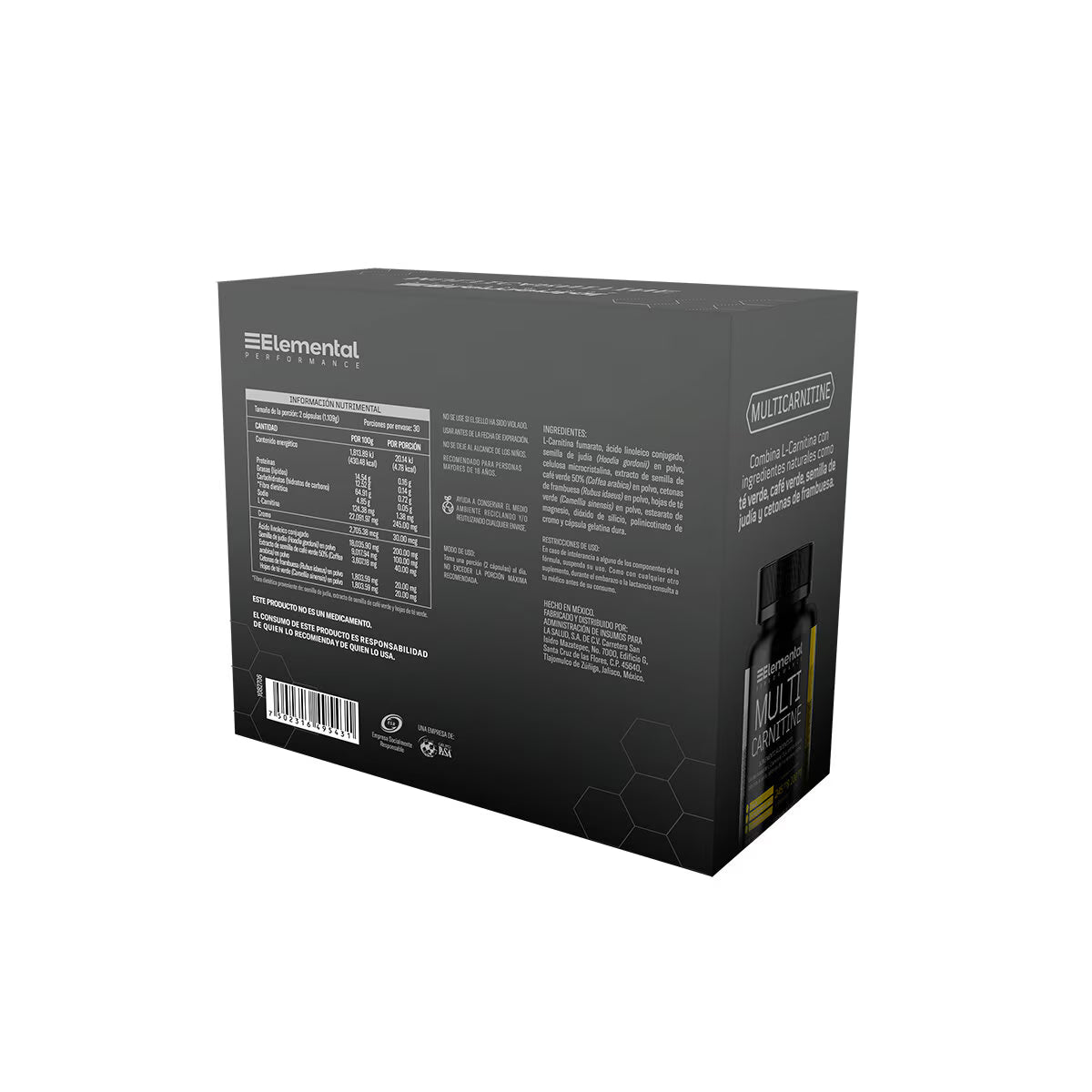 Multi Carnitine Elemental Performance - 2 Frascos 60 Cápsulas - Suplemento alimenticio