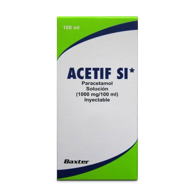 ACETIF SI Sol. Iny. c/1 FCO. AMP. 100 ML. 1000 MG/100 ML. - Farmacia Humus - Dolor y Fiebre
