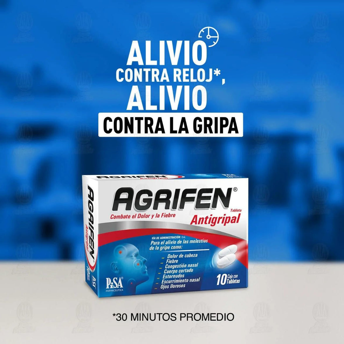 Agrifen (Paracetamol/Fenilefrina/Clorfenamina) 500mg 10tab - Farmacia Humus - Respiratorio