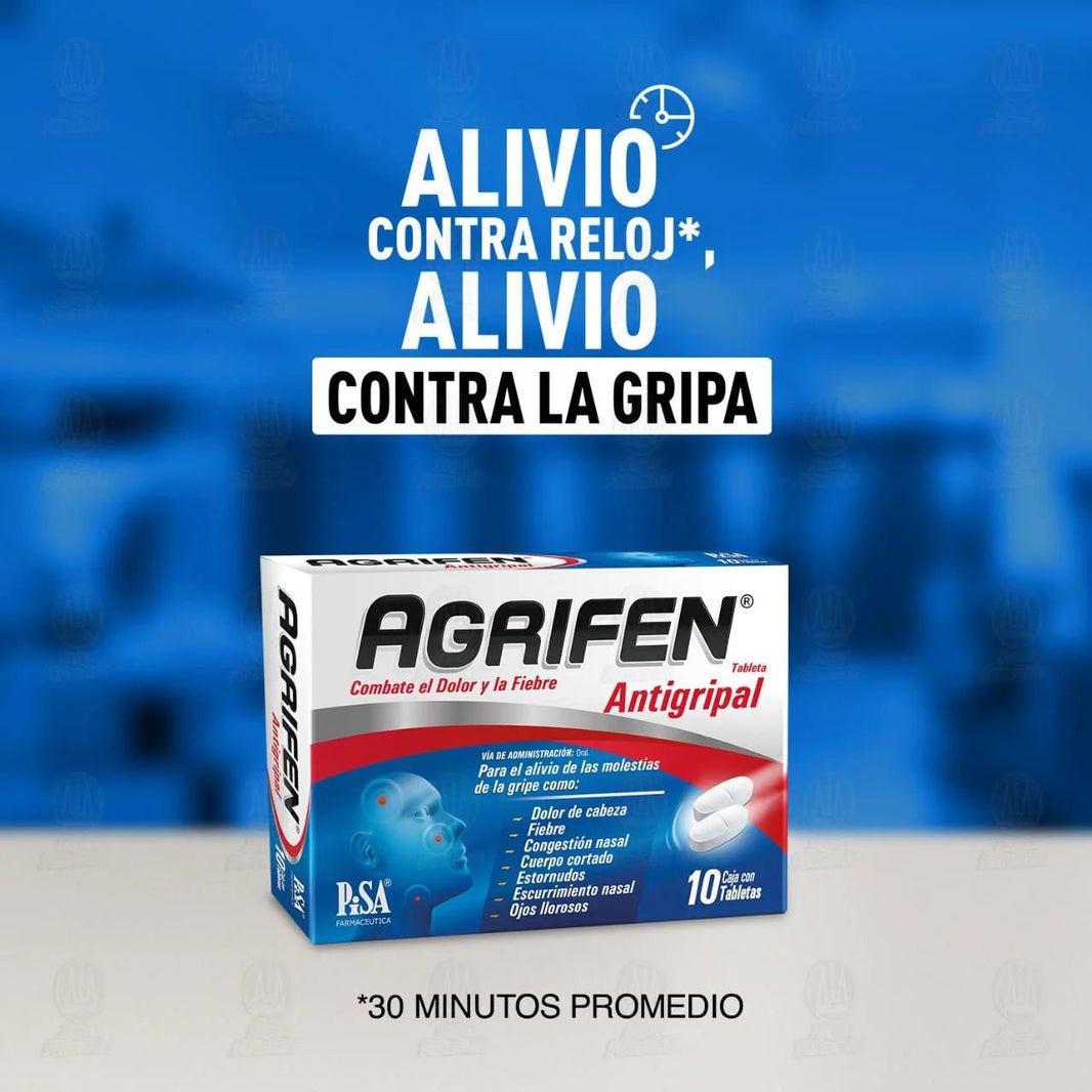 Agrifen (Paracetamol/Fenilefrina/Clorfenamina) 500mg 10tab - Farmacia Humus - Respiratorio
