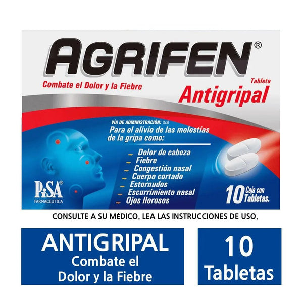 Agrifen (Paracetamol/Fenilefrina/Clorfenamina) 500mg 10tab - Farmacia Humus - Respiratorio