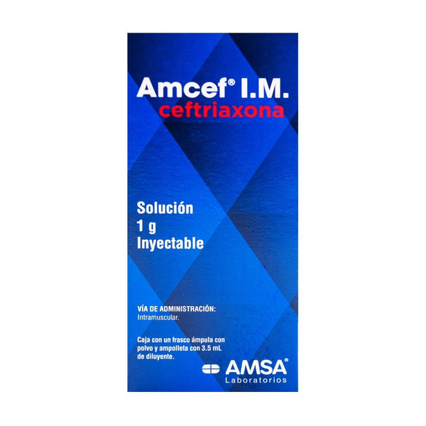 Amcef IM (Ceftriaxona) 1g 1amp - Farmacia Humus - Infectología
