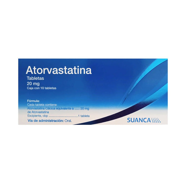 Atorvastatina (Suanca) 20mg. c/30 Tabs - Farmacia Humus - Cardiología (Corazón)