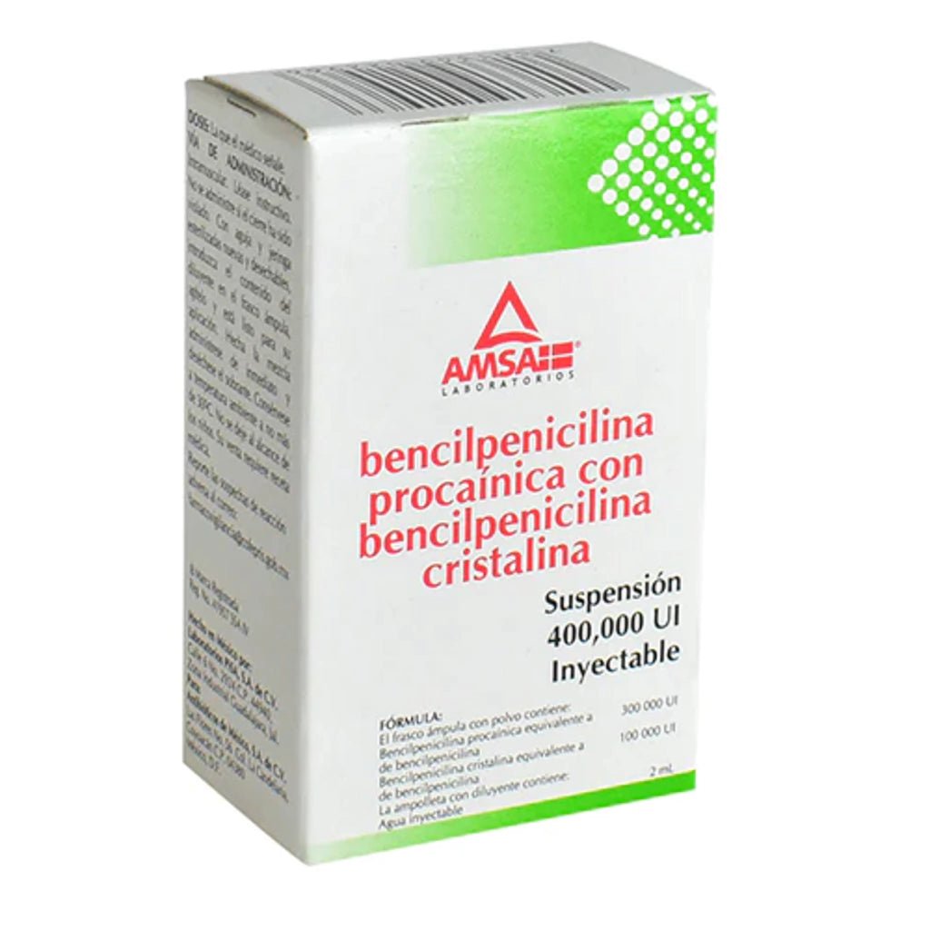 Bencipenicilina Procaínica/Cristalina 400000UI 1amp (AMSA) - Farmacia Humus - Infectología
