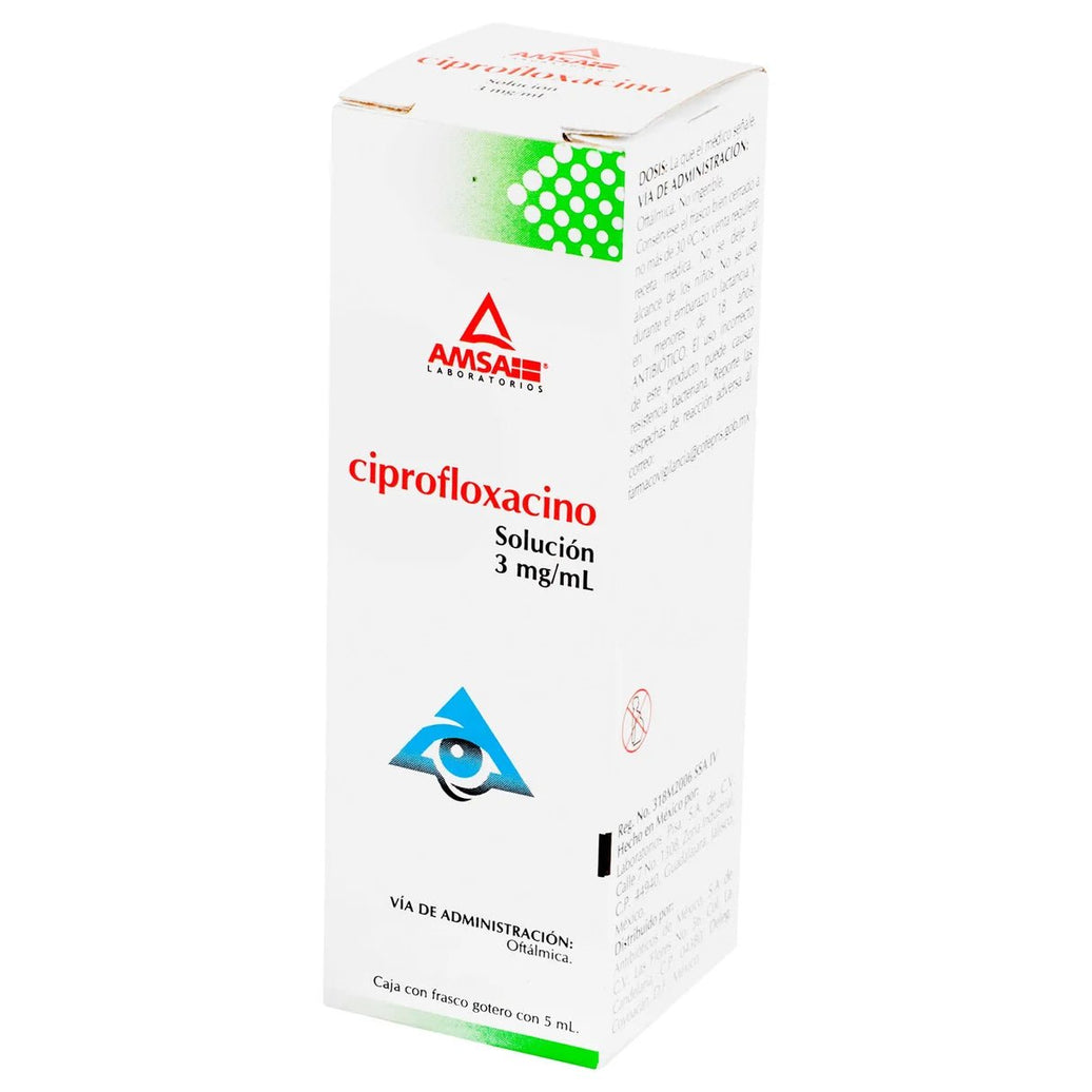 Ciprofloxacino 3mg/ml 5ml (AMSA) - Farmacia Humus - Oftalmología (Ojos)