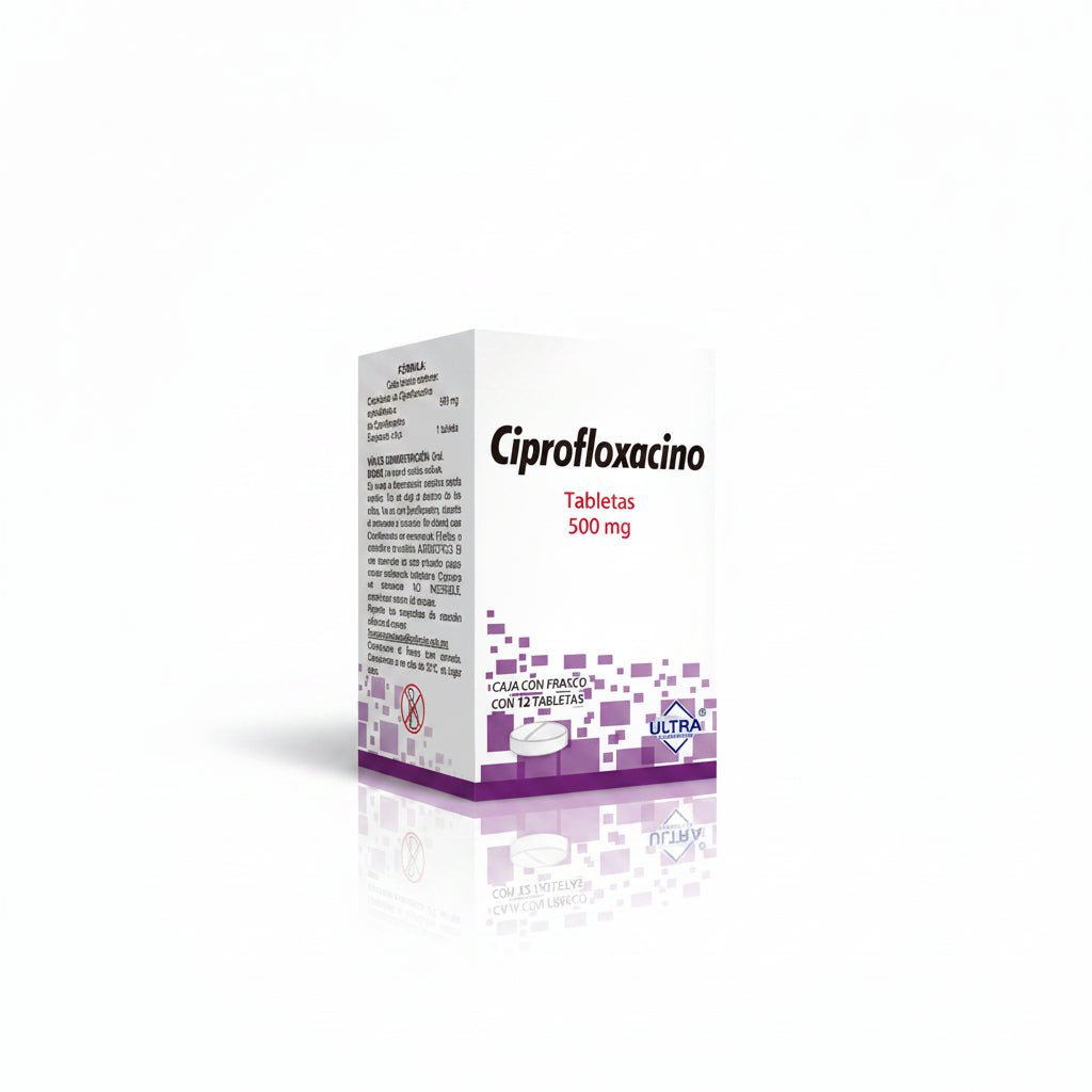 Ciprofloxacino 500mg 12Tabs (Ultra) - Farmacia Humus - Otorrinología (Oídos, Nariz y Garganta)