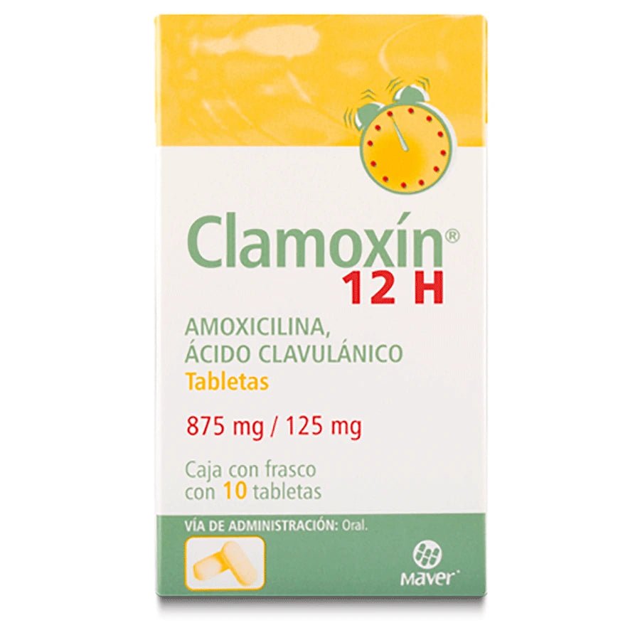 Clamoxín 12H (Amoxicilina/Ác. Clavulánico) 875-125mg 10tab - Farmacia Humus - Infectología