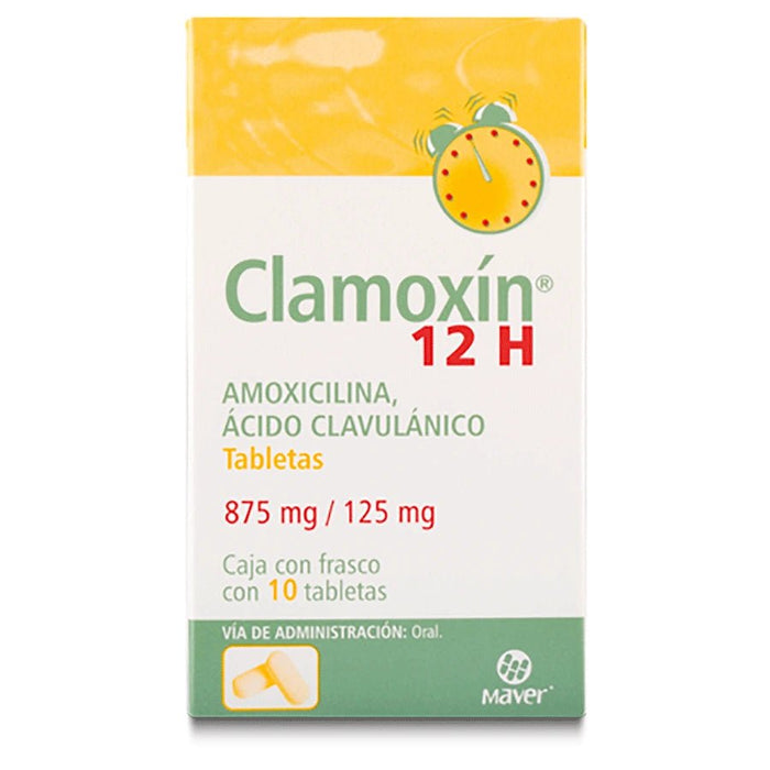 Clamoxín 12H (Amoxicilina/Ác. Clavulánico) 875-125mg 10tab - Farmacia Humus - Infectología