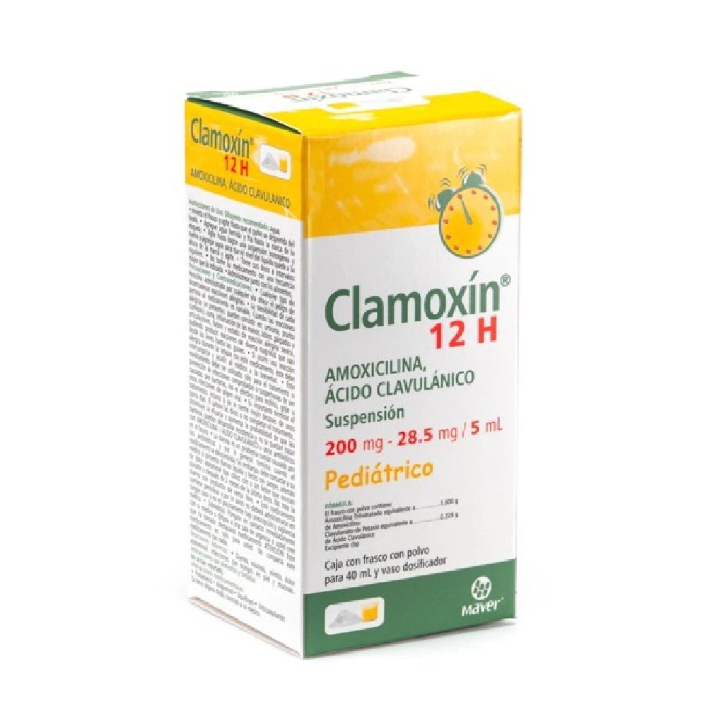 Clamoxín 12H Pediátrico (Amoxicilina/Ác. Clavulánico) 200-28.5mg/5ml 40ml - Farmacia Humus - Infectología