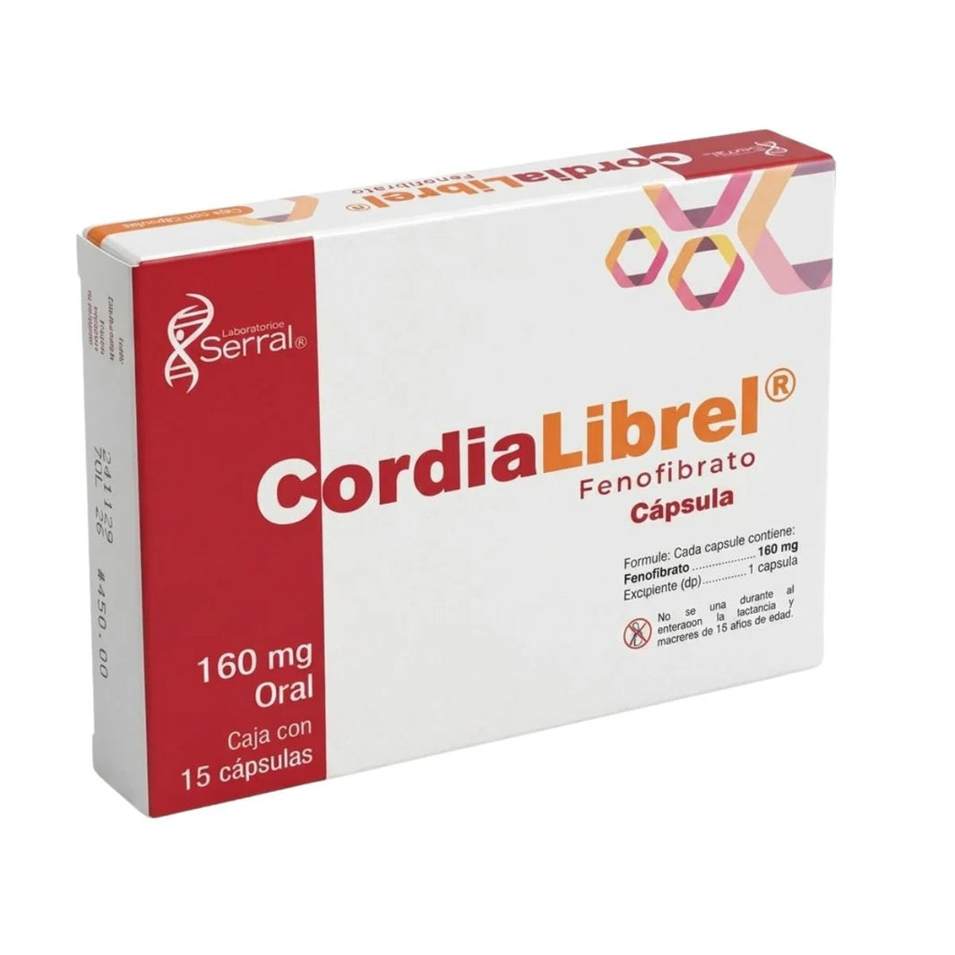 Cordialibrel (Fenofibrato) 160mg 15cap - Farmacia Humus - Cardiología (Corazón)