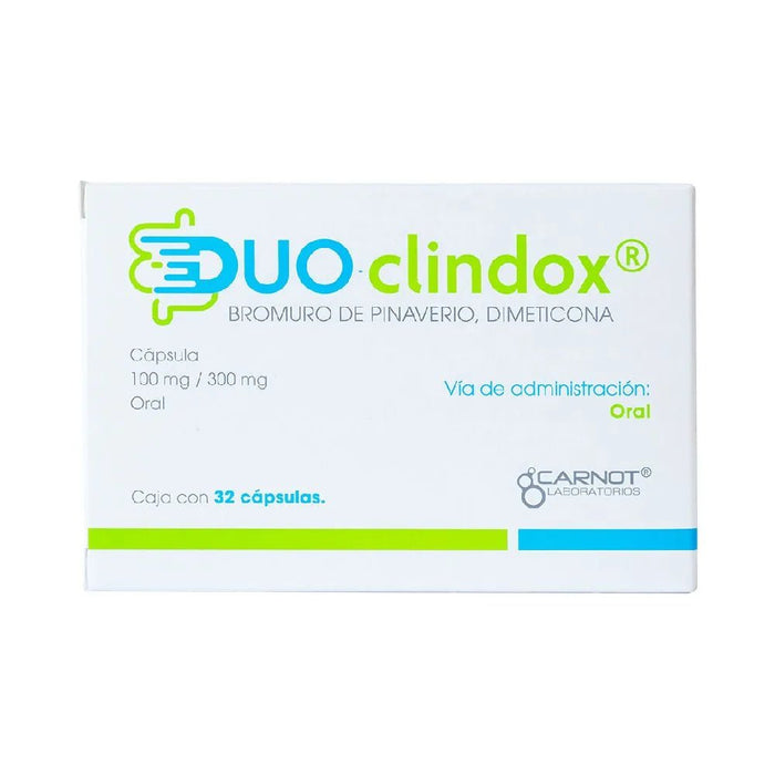 Duo-clindox 100 mg Bromuro de Pinaverio/300 mg Dimeticona 32 caps - Farmacia Humus - Gastroenterología (Estomacal)