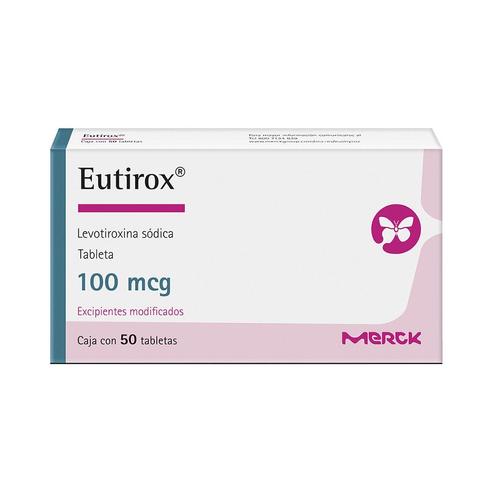 Eutirox (Levotiroxina sódica) 100ug 50tab - Farmacia Humus - Endocrinología (Diabetes)
