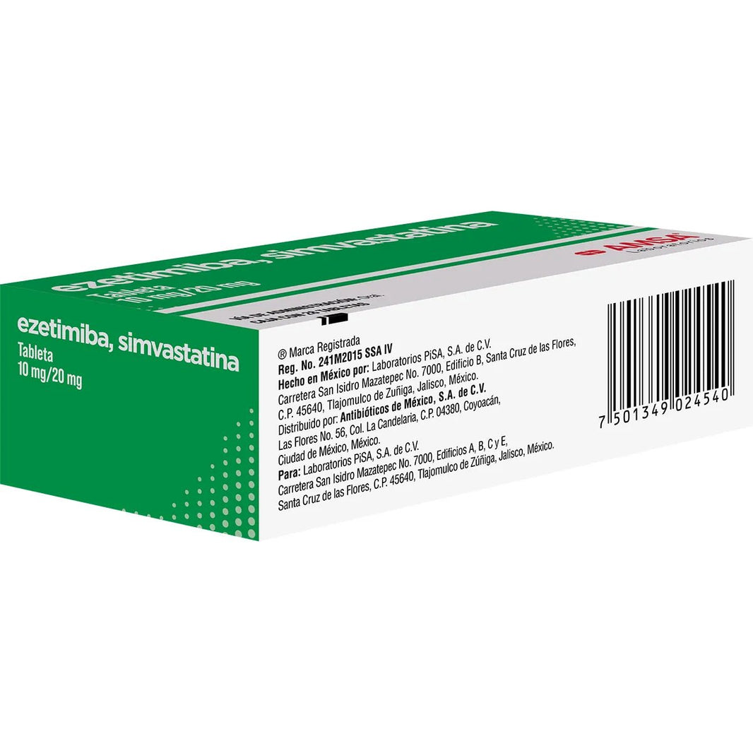 Ezetimiba/Simvastatina 10-20mg 28tab (AMSA) - Farmacia Humus - Cardiología (Corazón)