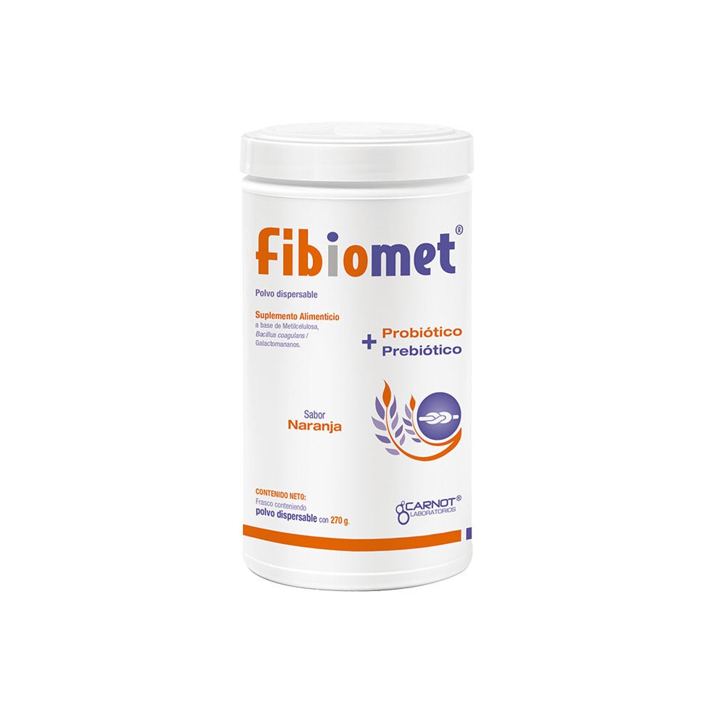 Fibiomet Polvo Sabor Naranja 270g - Farmacia Humus - Vitaminas y Suplementos