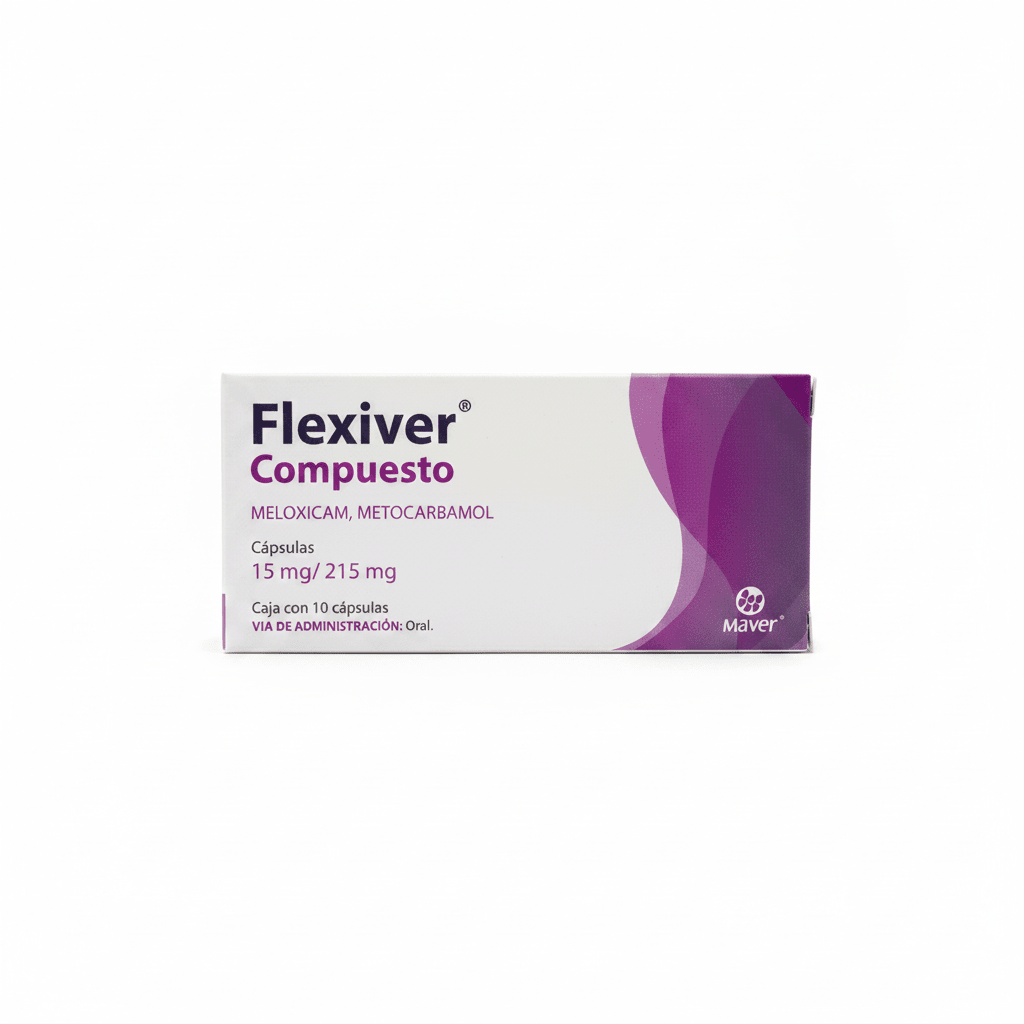 Flexiver Compuesto (Meloxicam/Metocarbamol) 15/215mg 10cap - Farmacia Humus - Dolor y Fiebre