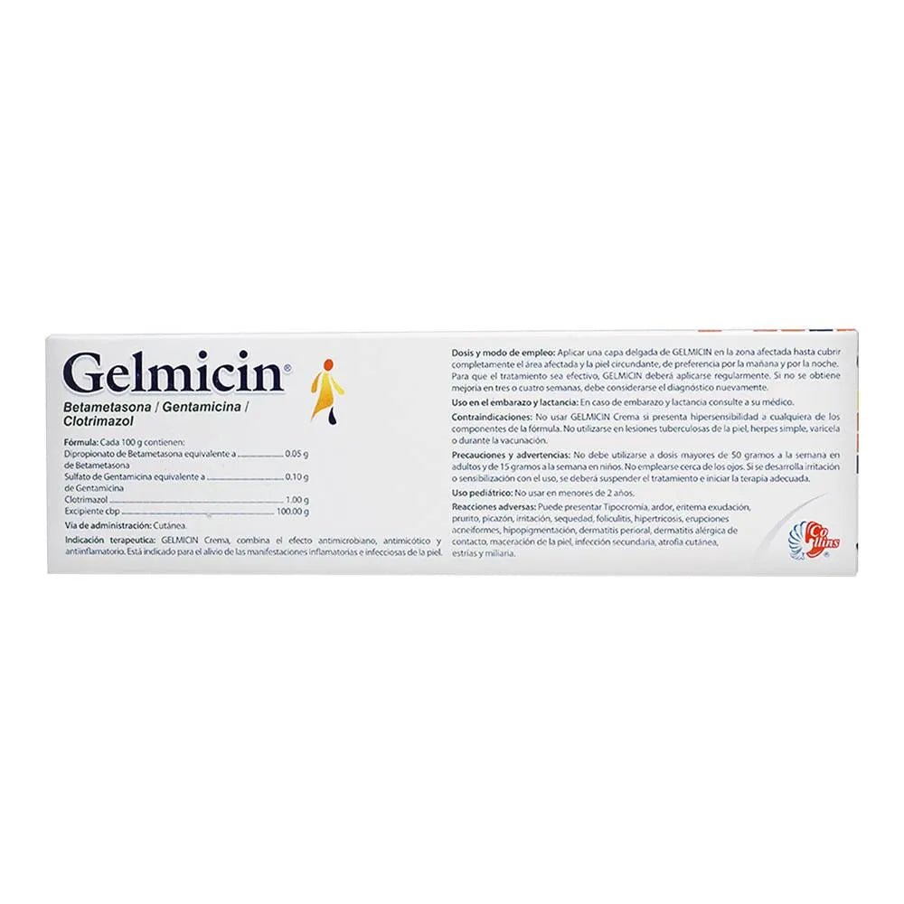 Gelmicin (Betametasona/Clotrimazol/Gentamicina) 0.5/1/0.01g 40g - Farmacia Humus - Dermatología (Piel y Uñas)