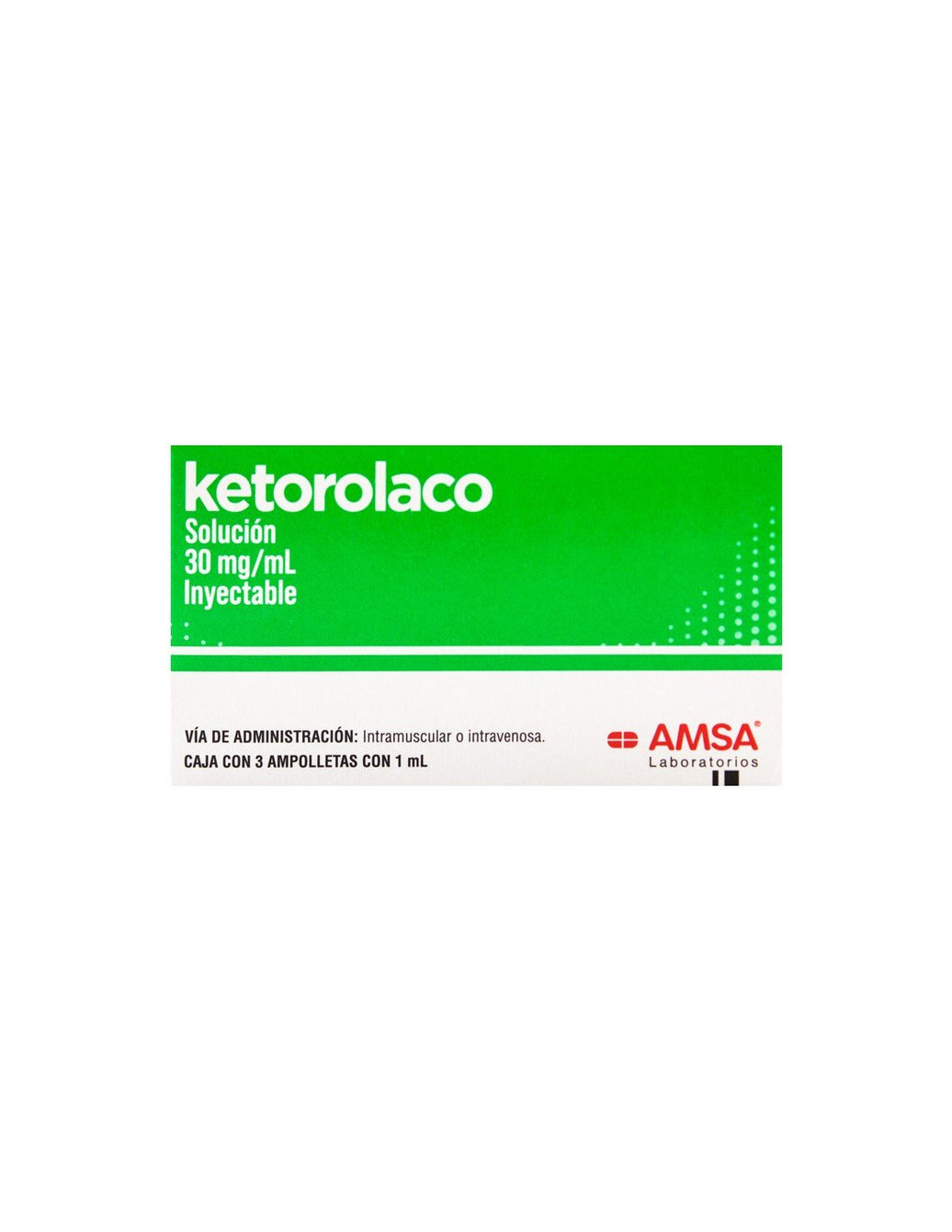 KETOROLACO Sol. Iny. c/3 AMPTAS. 30 MG/1 ML. (Amsa) - Farmacia Humus - Dolor y Fiebre