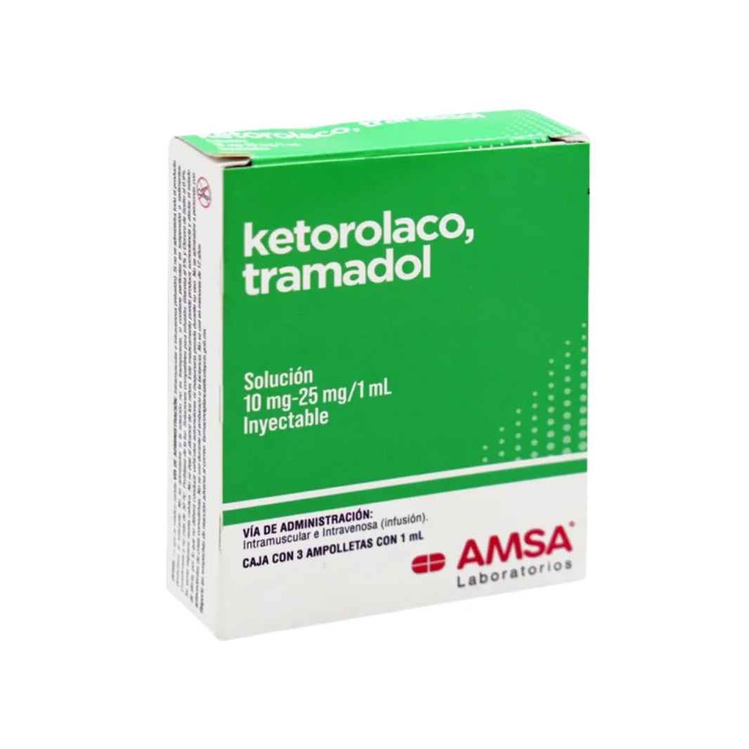 Ketorolaco/Tramadol 10-25mg/1ml 3amp (AMSA) - Farmacia Humus - Dolor y Fiebre