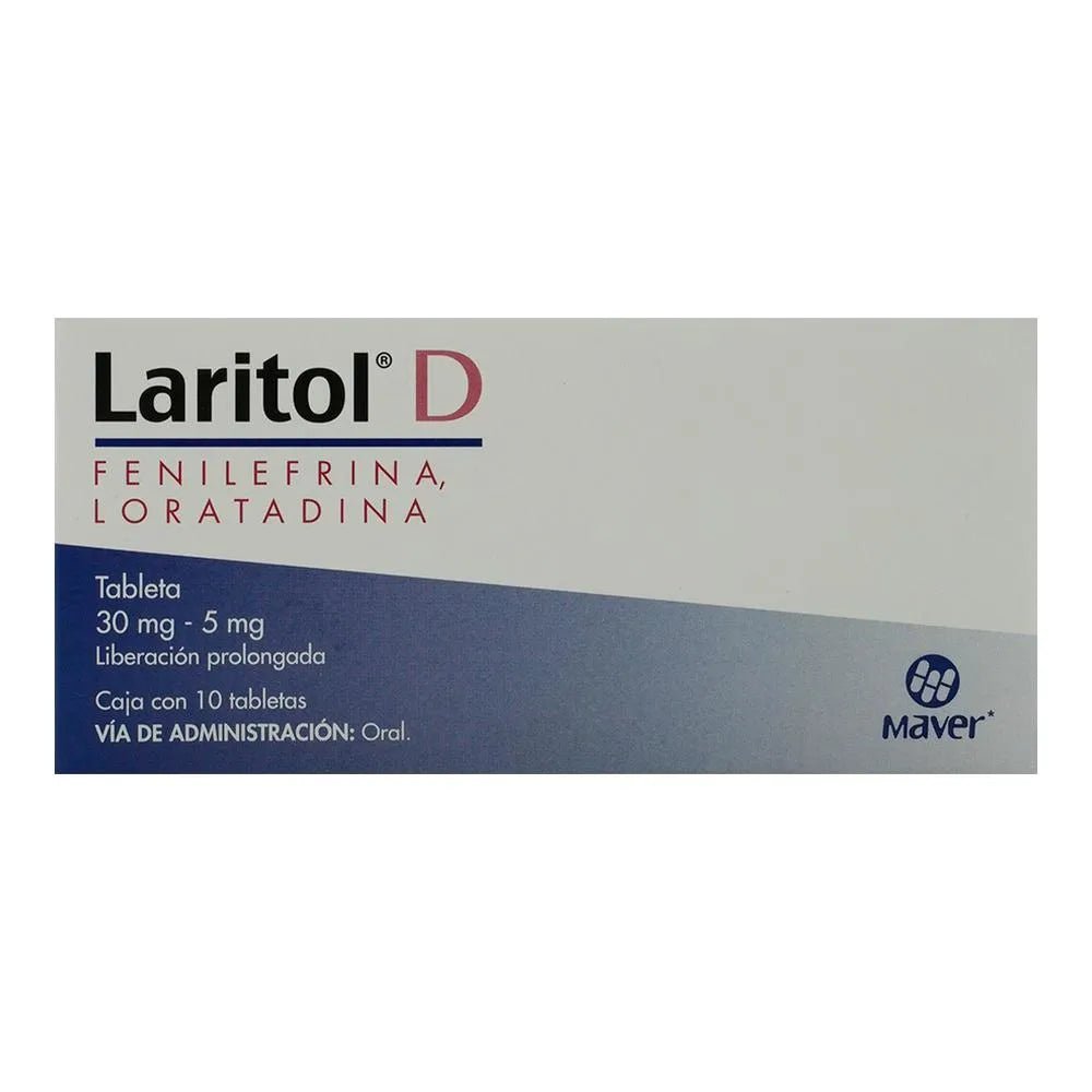 Laritol D (Fenilefrina/Loratadina) 30-5mg 10tab - Farmacia Humus - Alergología (Alergias)