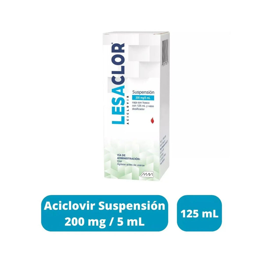 Lesaclor (Aciclovir) 200mg/5ml 125ml - Farmacia Humus - Infectología