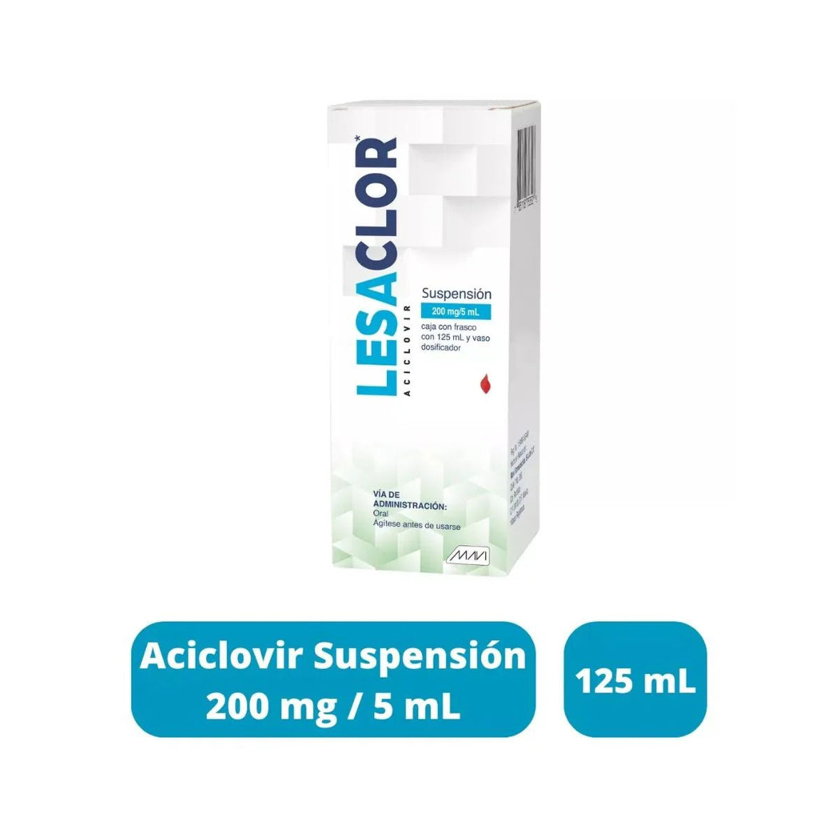 Lesaclor (Aciclovir) 200mg/5ml 125ml - Farmacia Humus - Infectología
