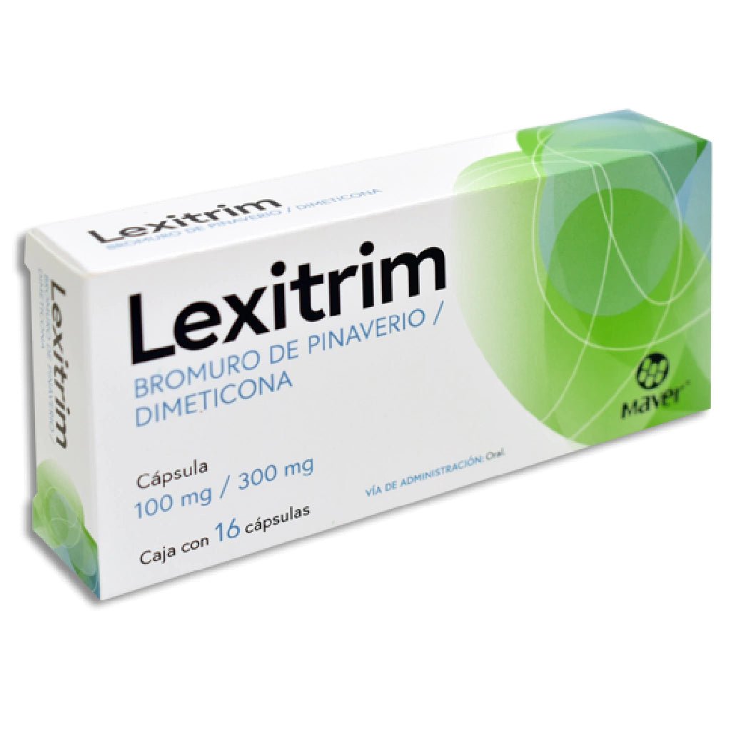 Lexitrim (Bromuro de Pinaverio/Dimeticona) 100-300mg 16tab - Farmacia Humus - Gastroenterología (Estomacal)