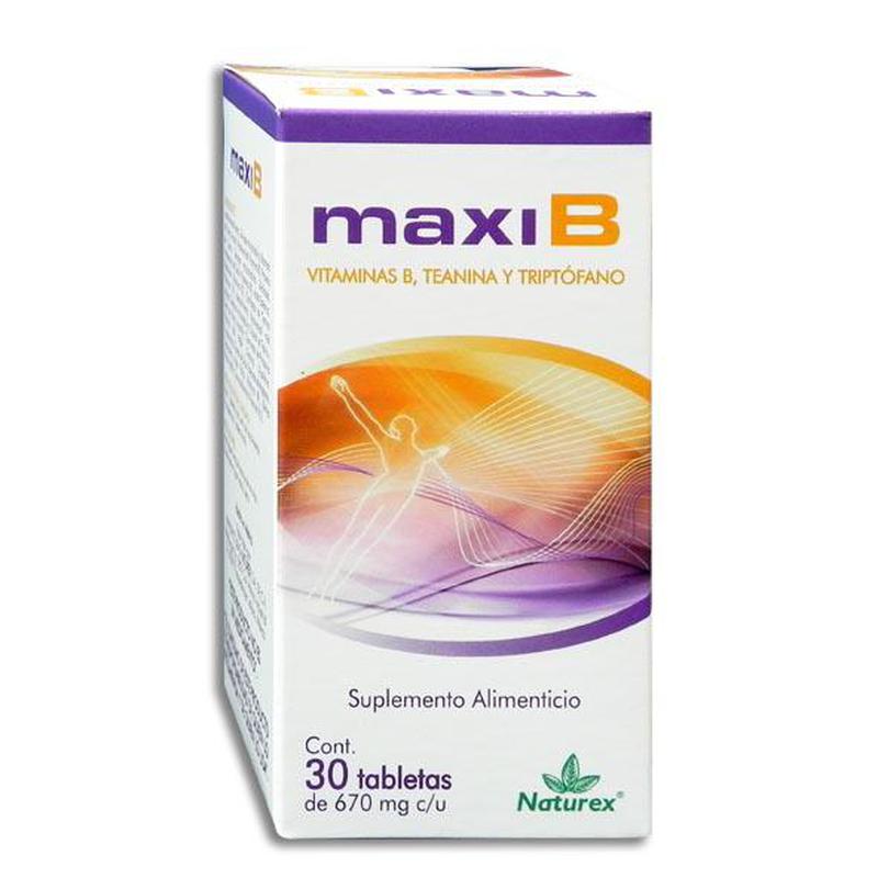 MaxiB (Vitamina B/Teanina/Triptofano) 670mg 30tab - Farmacia Humus - Vitaminas y Suplementos