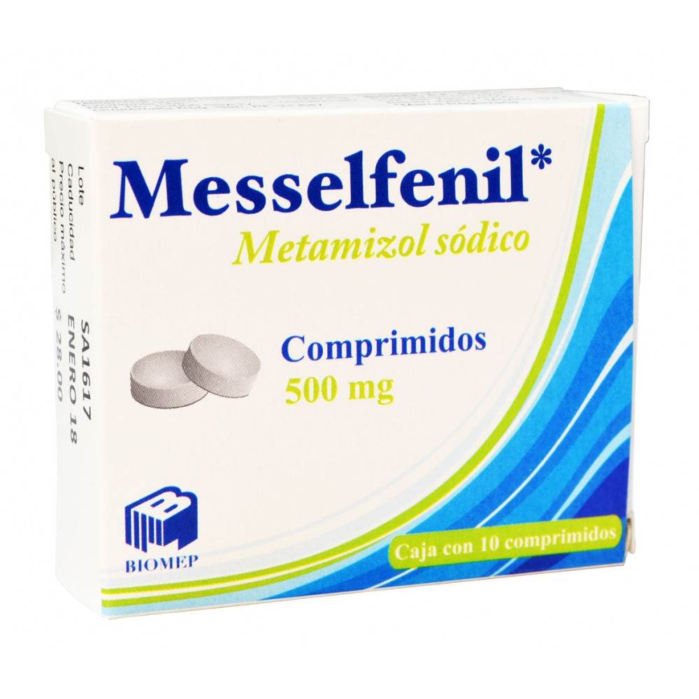 Messelfenil (Metamizol Sodico) 500mg 10tab - Farmacia Humus - Dolor y Fiebre