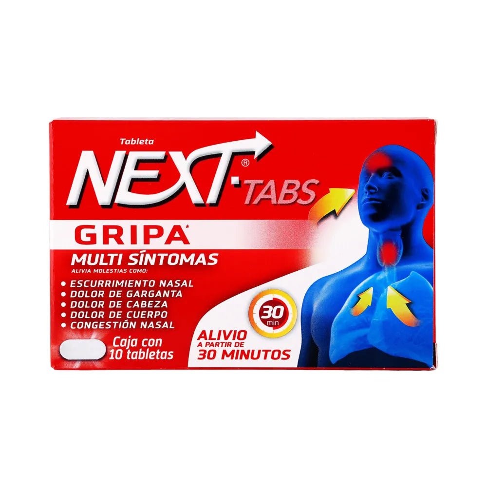 Next (Paracetamol/Fenilefrina/Clorfenamina/Cafeína) 10tab - Farmacia Humus - Respiratorio