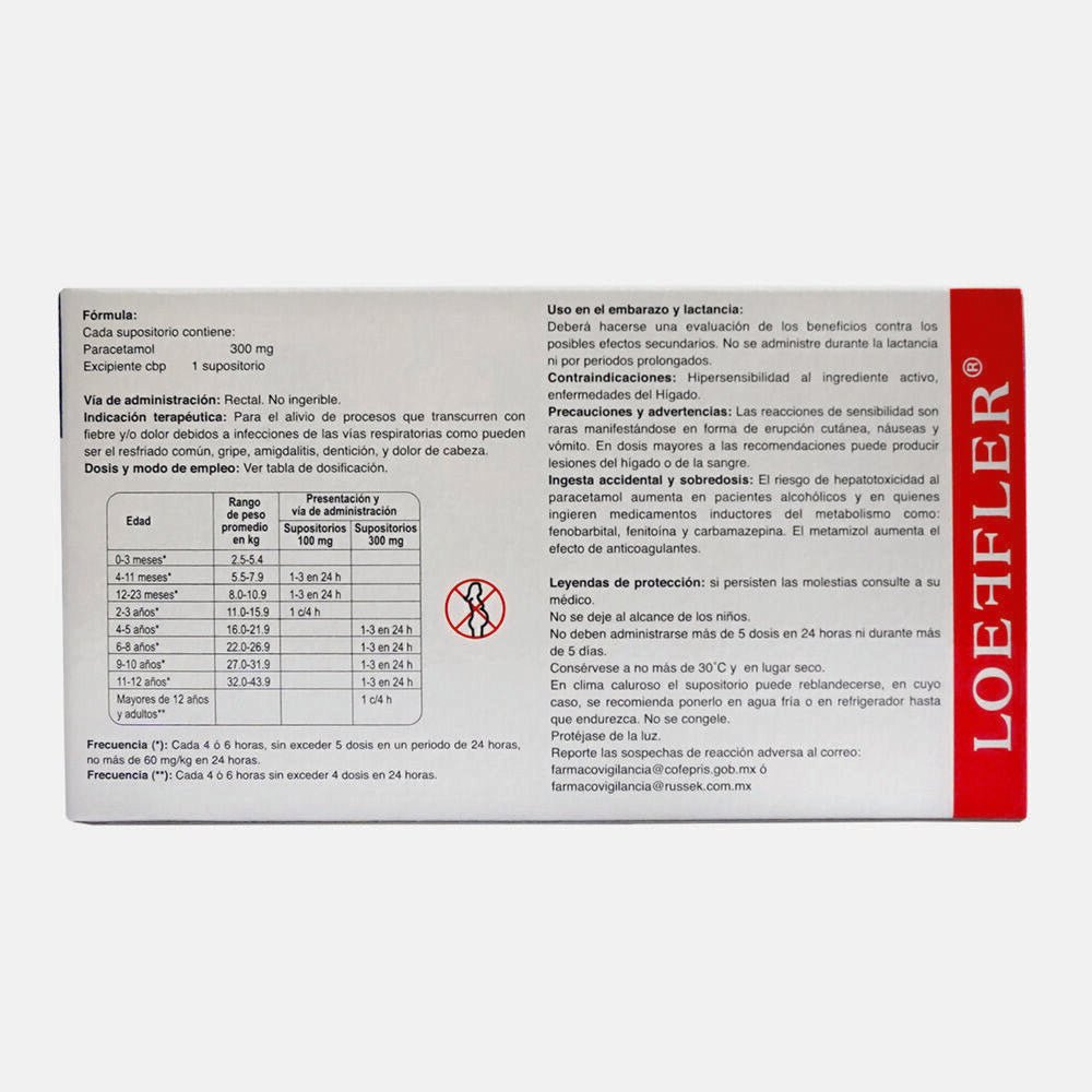 Piremol (Paracetamol) 300mg 3sup - Farmacia Humus - Dolor y Fiebre