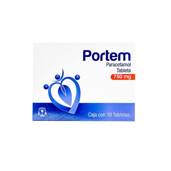 Portem (Paracetamol) 750mg 10tabs - Farmacia Humus - Dolor y Fiebre