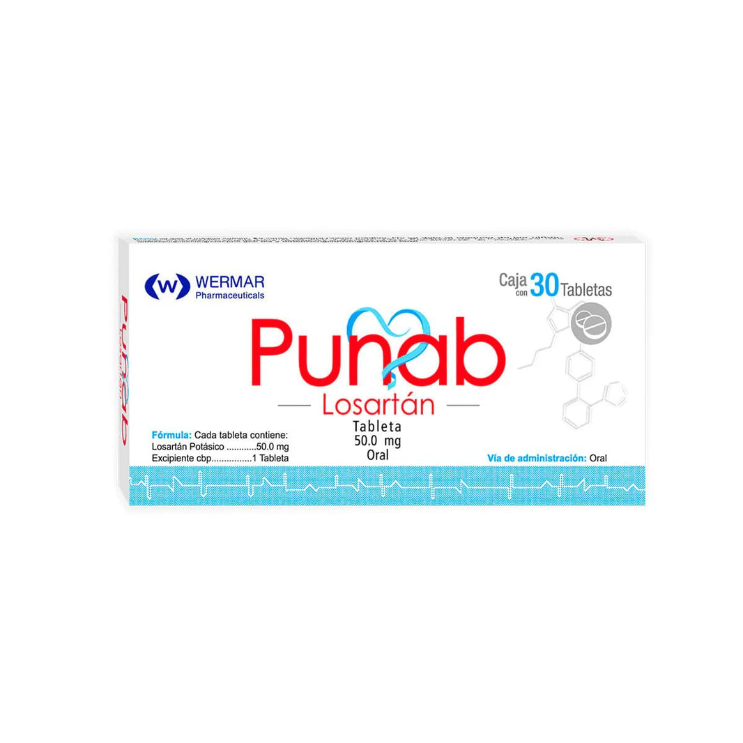 Punab (Losartan) 50mg 30tab - Farmacia Humus - Cardiología (Corazón)