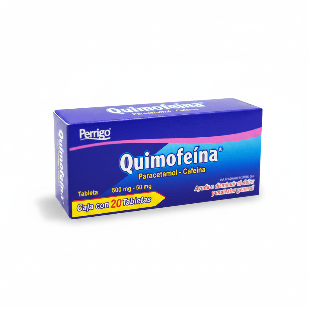 Quimofeína (Paracetamol/Cafeína) 500-50mg 20tab - Farmacia Humus - Dolor y Fiebre