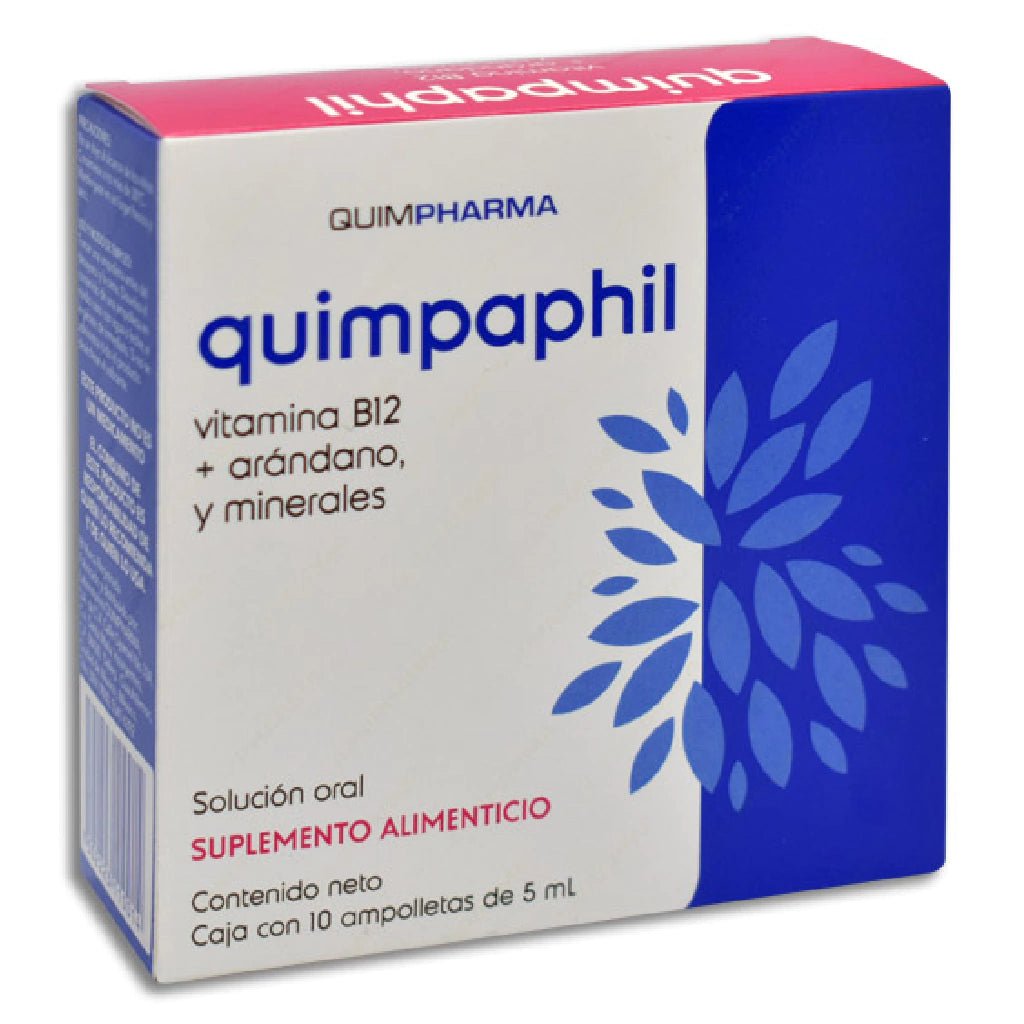 Quimpaphil (Vitamina B12/Arandano/Minerales) 5ml 10amp - Farmacia Humus - Vitaminas y Suplementos