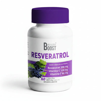 Resveratrol/Vitamina C y E 300-100-60mg 60cap (Healthy Boost) - Farmacia Humus - Vitaminas y Suplementos