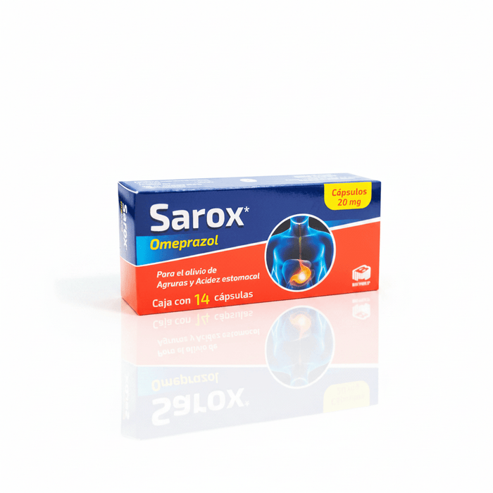 Sarox (Omeprazol) 20mg 14tab - Farmacia Humus - Gastroenterología (Estomacal)